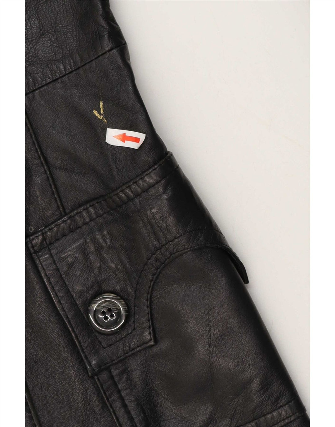 Palton din piele vintage pentru femei UK 10 mic negru
