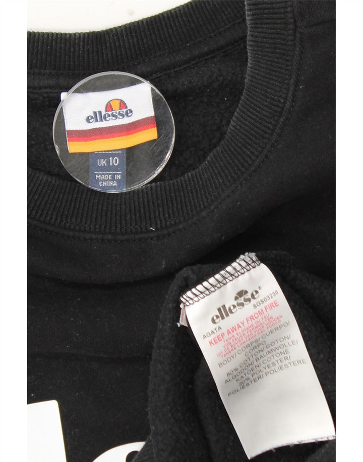 ELLESSE Pulover cu grafic supradimensionat pentru femei UK 10 Mic Negru