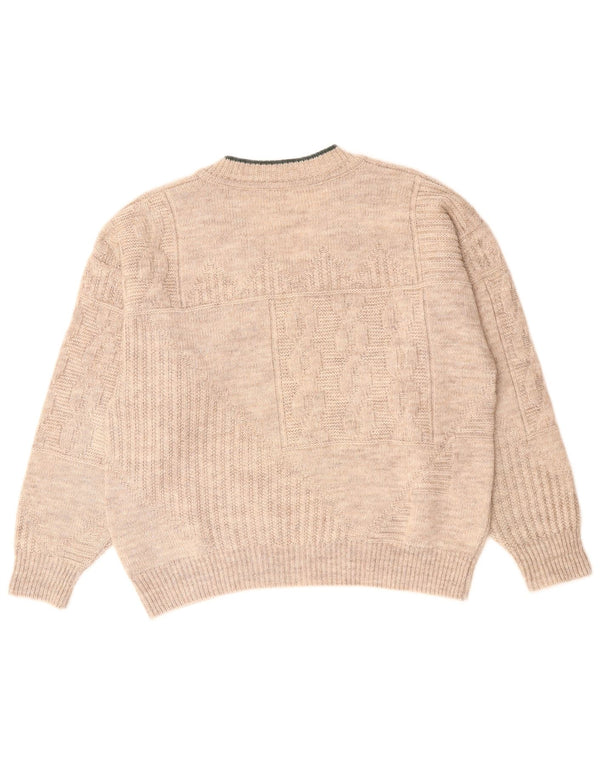 Pulover vintage pentru femei cu decolteu în V UK 18 XL Bej