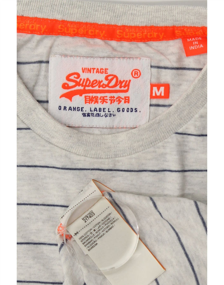 Tricou grafic pentru bărbați SUPERDRY Top din bumbac cu dungi gri mediu