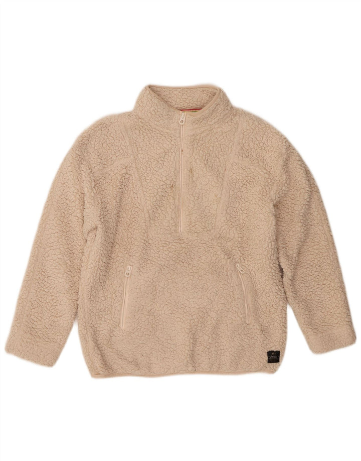Jumper pentru femei Joules, supradimensionat, cu fermoar și gât, din lână UK 8, mic, bej, poliester