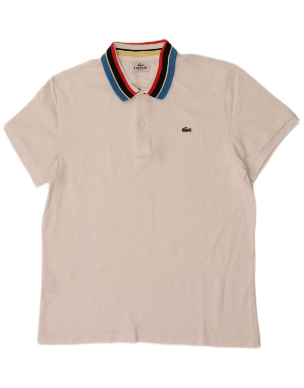 Tricou polo elastic pentru bărbați Lacoste Mărimea 6 XL Bumbac color bloc alb