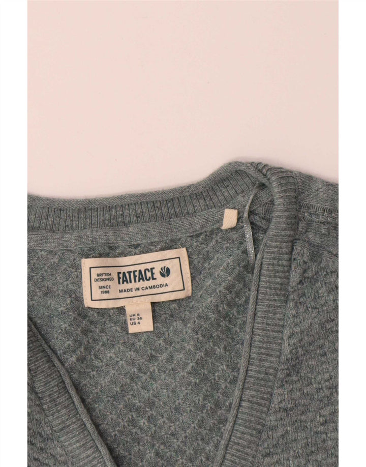 Pulover pentru femei Fat Face cu decolteu în V UK 8 Small Blue Viscose