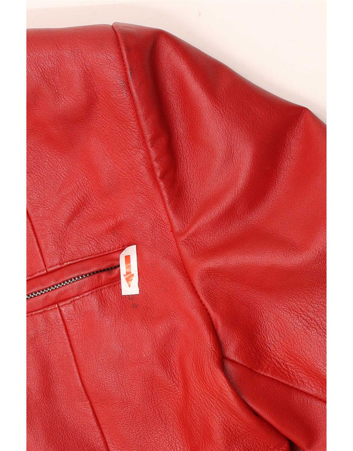 Jachetă din piele vintage pentru femei UK 18 XL Roșu