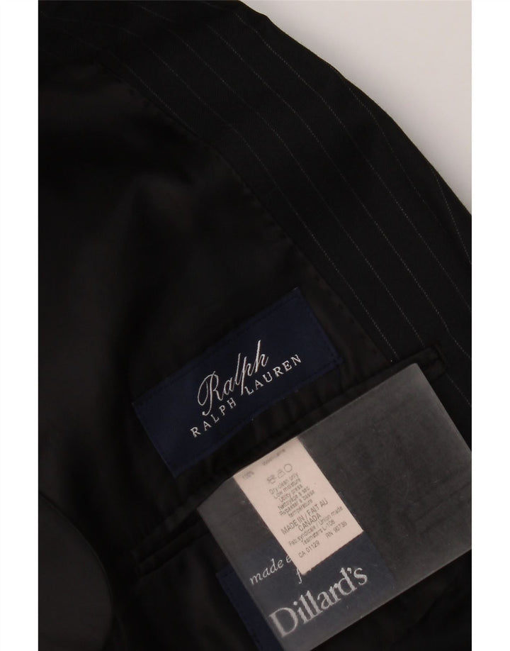 Jachetă pentru bărbați Ralph Lauren pentru bărbați, cu 2 nasturi, UK 40, lână neagră medie, cu dungi