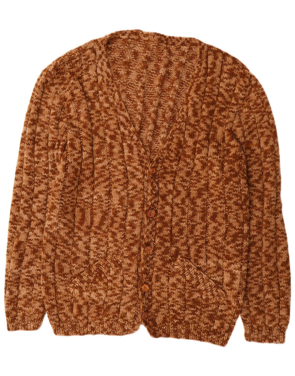 Pulover Cardigan Vintage pentru bărbați XL maro cu pete