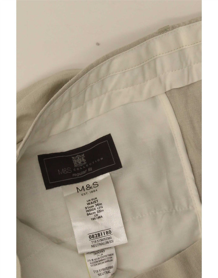Pantaloni chino pentru bărbați Marks & Spencer, cu ajustare normală, L36 L33, bej, in