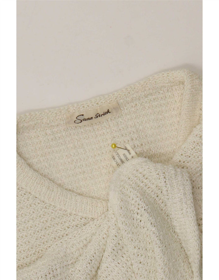 Pulover Cardigan Vintage pentru femei UK 10 Small White Poliacrilic