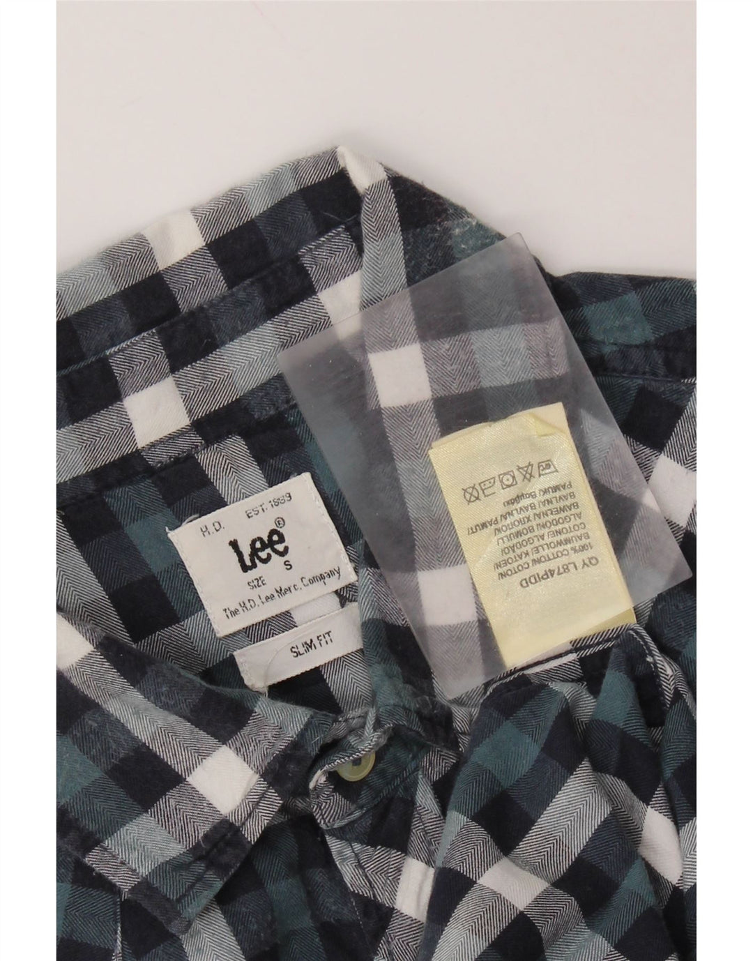 Cămașă Lee Slim Fit pentru bărbați, bumbac cu carouri albastre mici