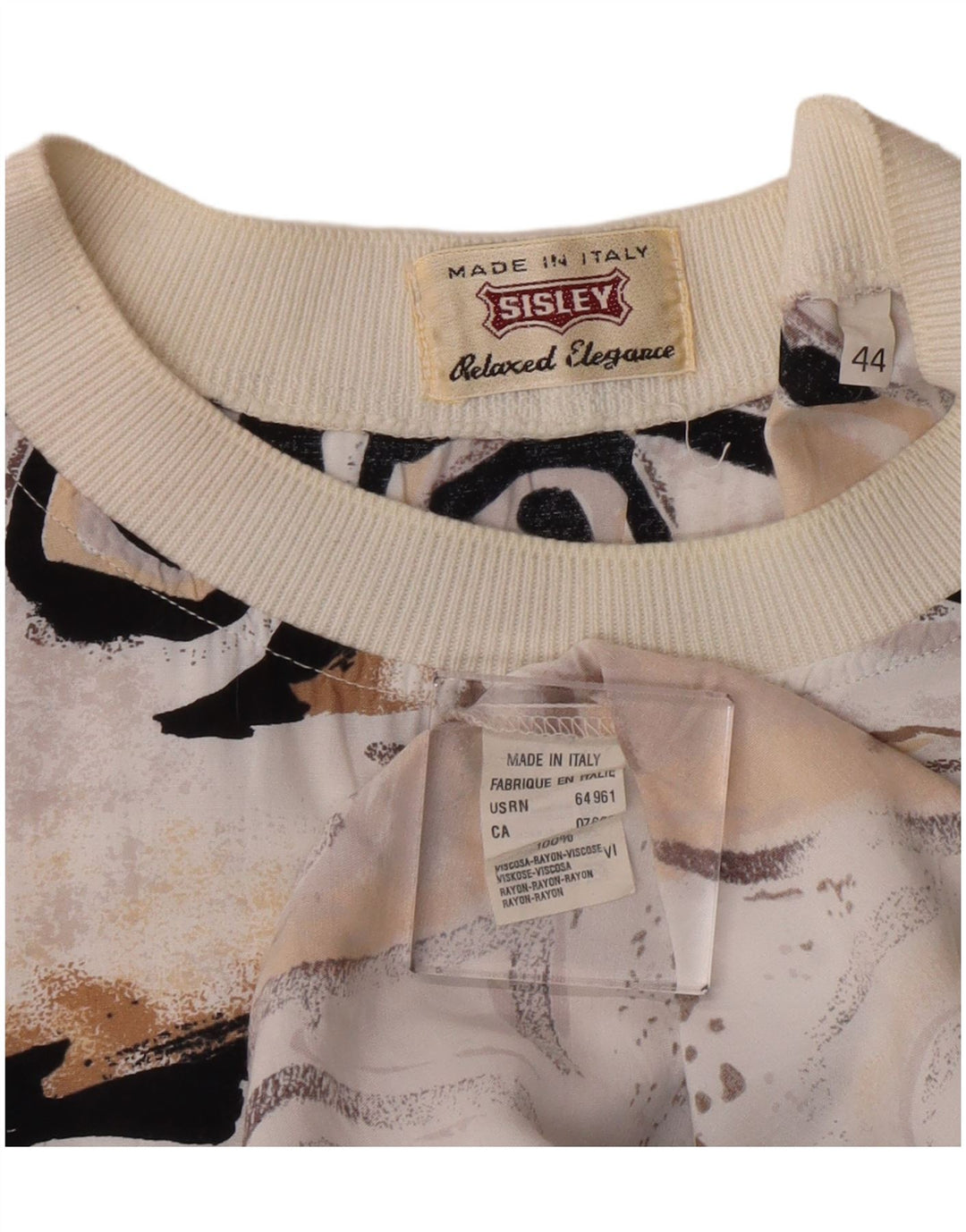 Tricou grafic Sisley pentru femei Top IT 44 Medium Beige Viscose