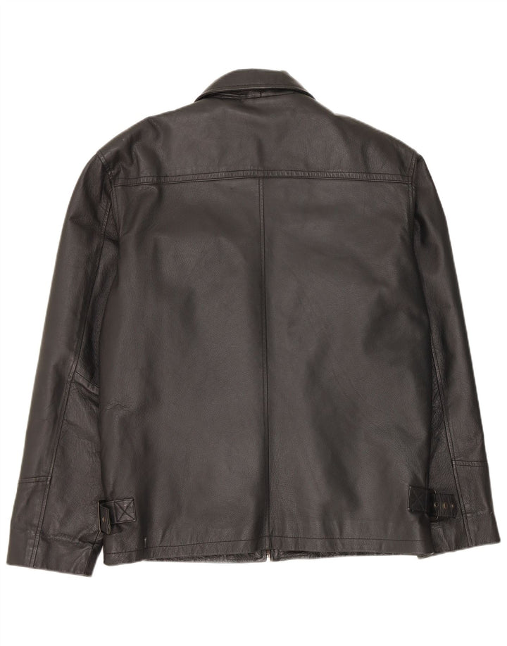 Geaca de piele vintage pentru barbati IT 48 Medium Black Leather