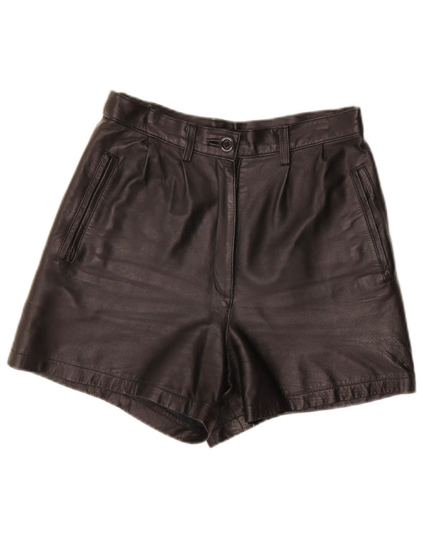 Pantaloni scurți din piele vintage pentru femei cu talie înaltă IT 40 Small W27 negru