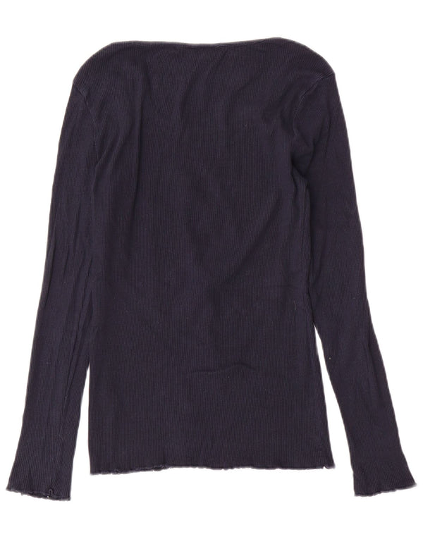 Fat Face pentru femei Top cu mânecă lungă UK 12 Medium Bleumarin Bumbac