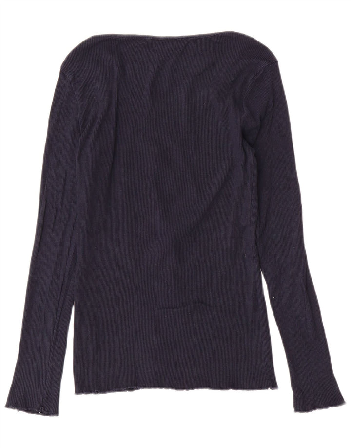 Fat Face pentru femei Top cu mânecă lungă UK 12 Medium Bleumarin Bumbac