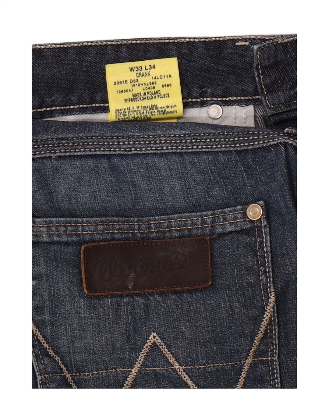 WRANGLER Womens Crank Straight Jeans W33 L31 Blue Cotton