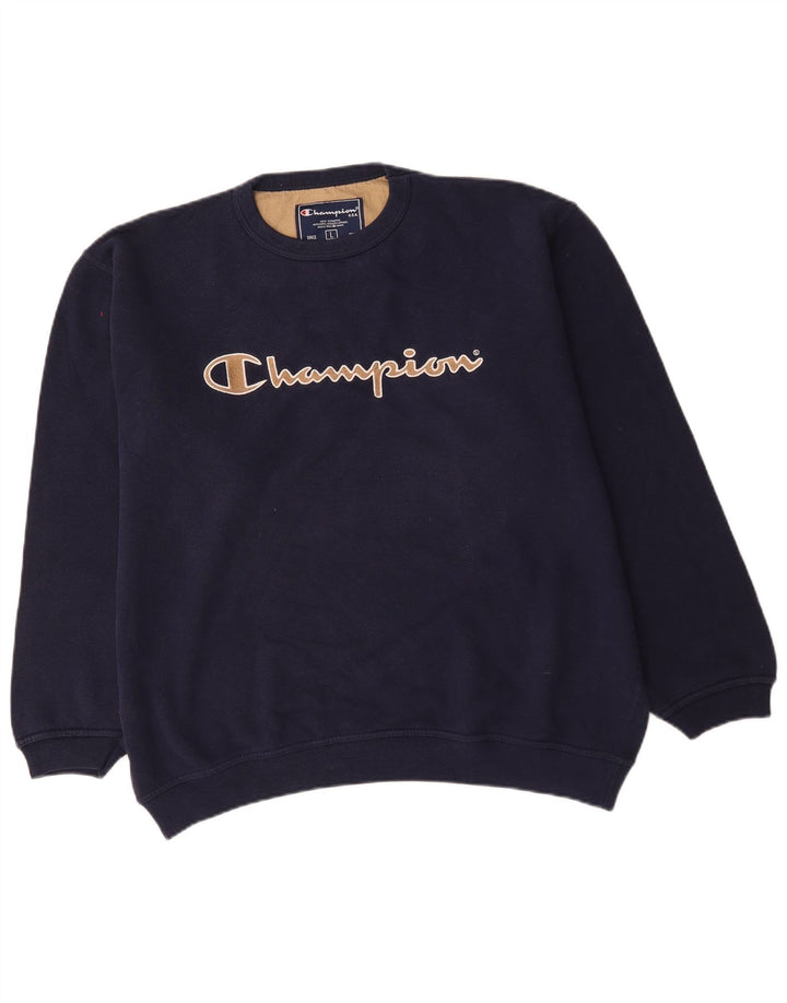 Chanorac grafic pentru bărbați Champion Pulover mare din bumbac bleumarin