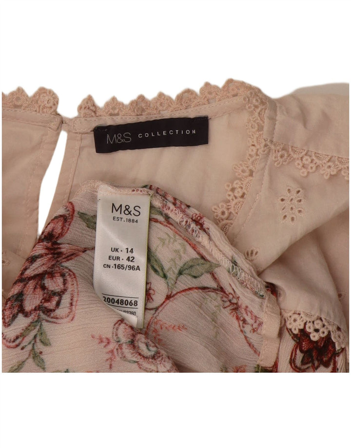 Bluză pentru femei Marks & Spencer UK 14 Medium Pink Floral Viscose