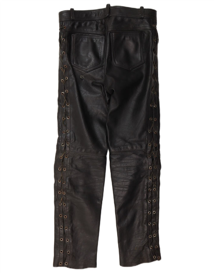 Pantaloni drepți din piele pentru bărbați VINTAGE L30 L30 negru