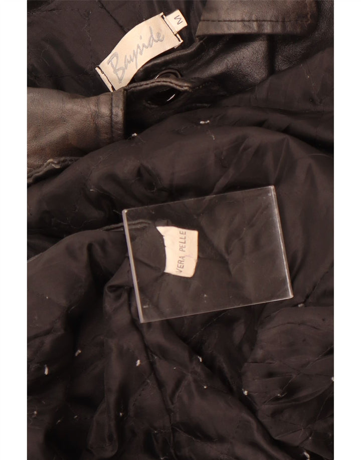 Palton de piele Bayside pentru femei UK 12 Medium Black Leather