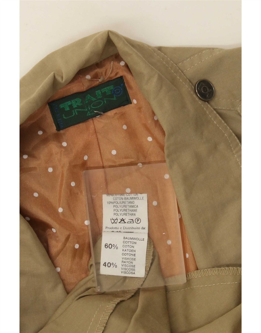 Trenci pentru damă vintage, cu ajustare largă, IT 42 bumbac kaki mediu