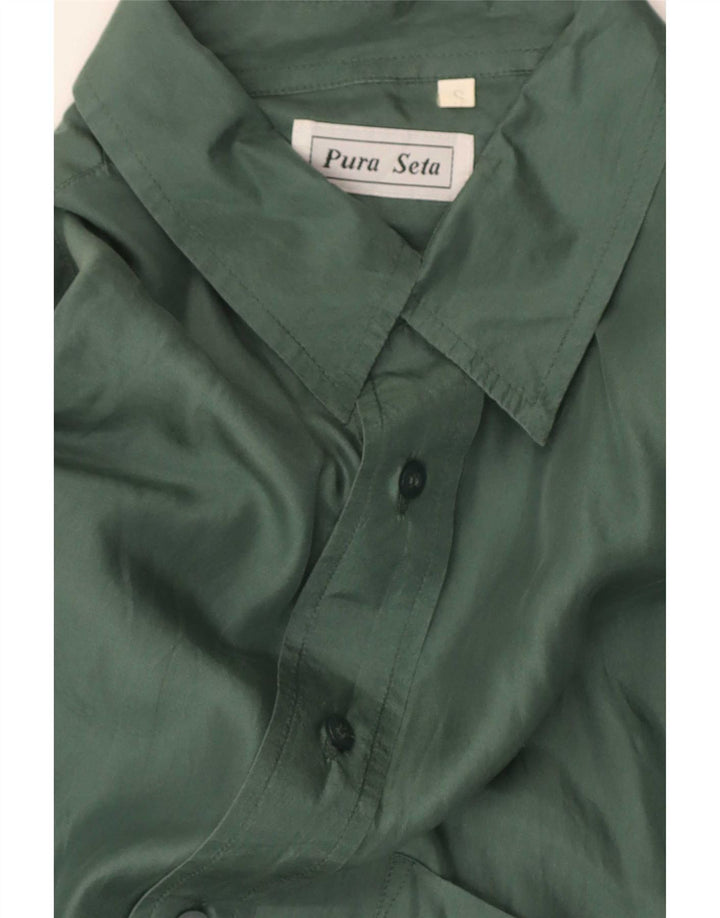 Cămașă vintage pentru bărbați, mătase, verde mică