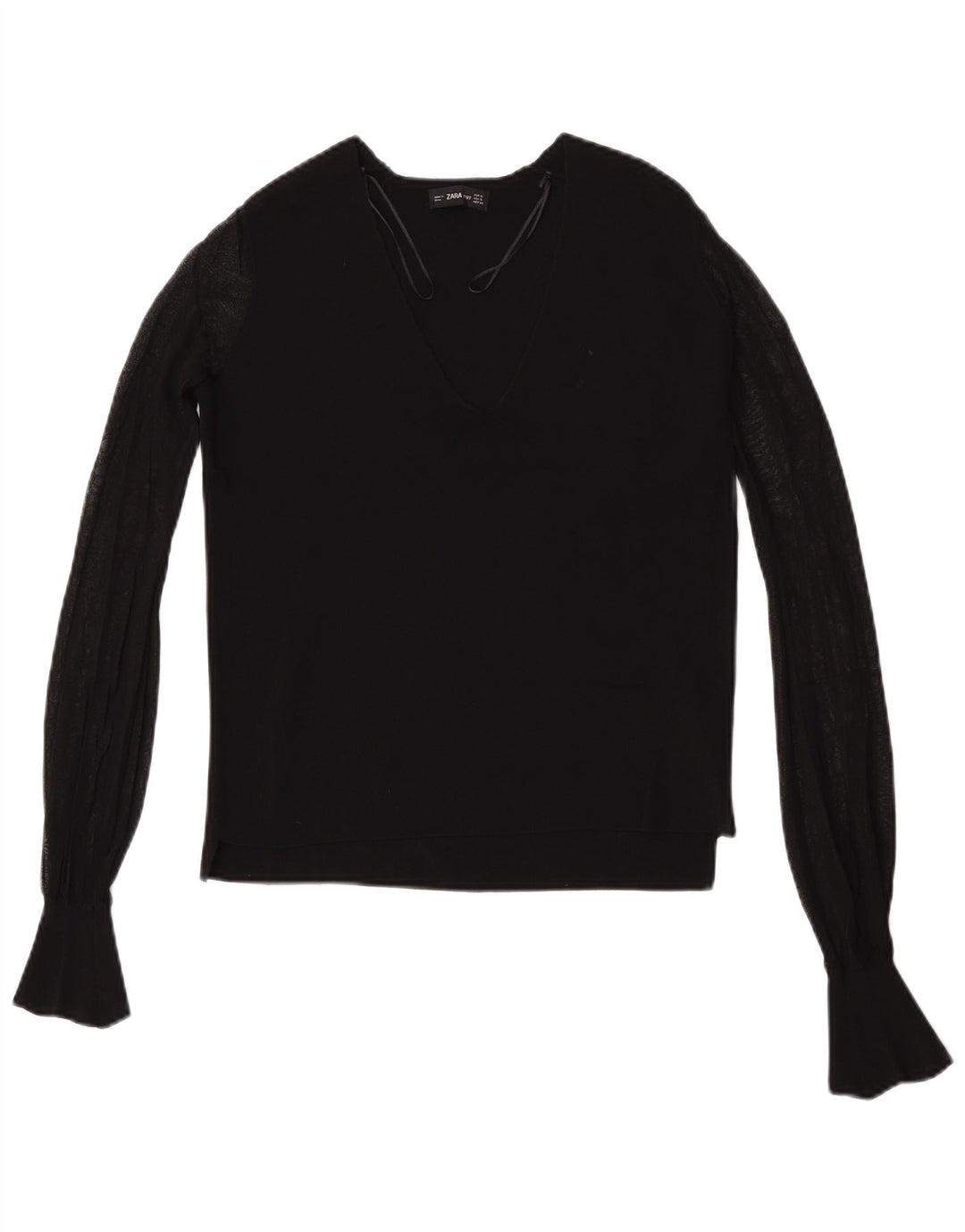 Top femeie Zara cu mânecă lungă UK 10 mic, negru, viscoză