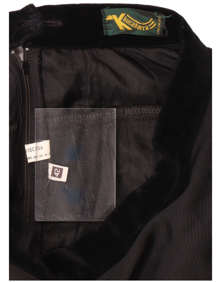 Fusta cu etaje pentru femei VINTAGE cu talie înaltă IT 42 Medium W26 Viscoză neagră