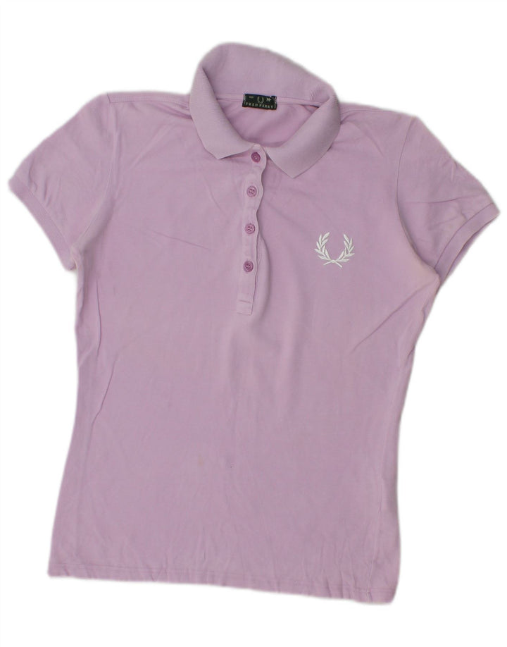 Tricou polo Fred Perry pentru femei UK 12, bumbac violet mediu