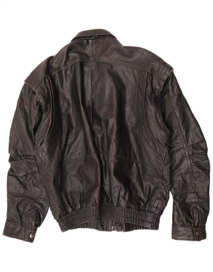 C&A Bomber din piele pentru bărbați UK 40, mare, neagră