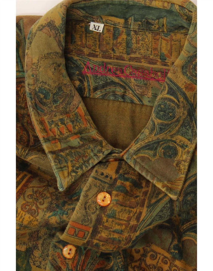 Cămașă Vintage pentru bărbați cu model abstract XL kaki