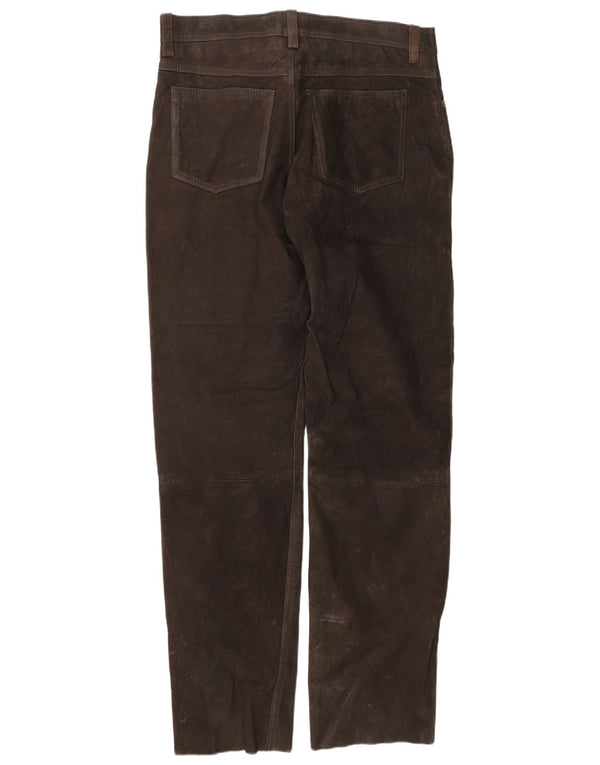 Pantaloni drepti din piele intoarsa pentru barbati Front Line IT 52 XL W38 L34 Piele maro