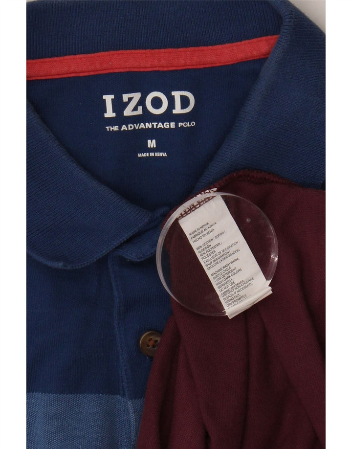 IZOD Mens Polo Shirt Medium Burgundy Colourblock Cotton Vintage Izod and Second-Hand Izod from Messina Hembry 