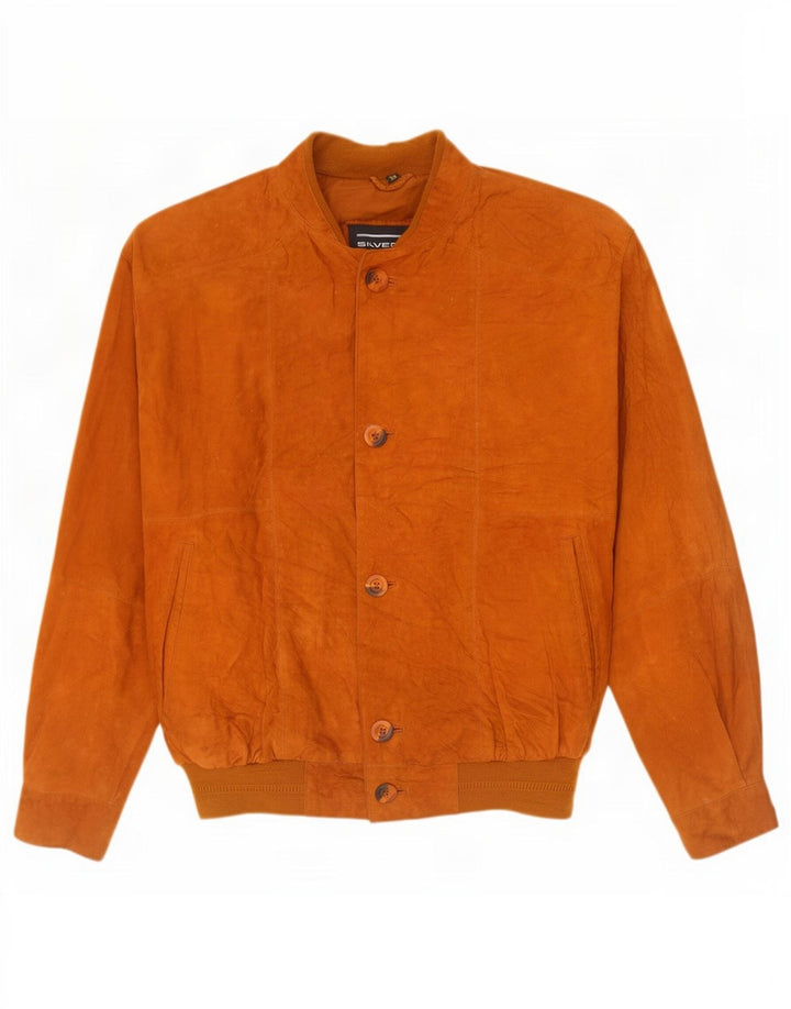 Bomber vintage pentru bărbați din piele intoarsa IT 50 mare, maro, din piele