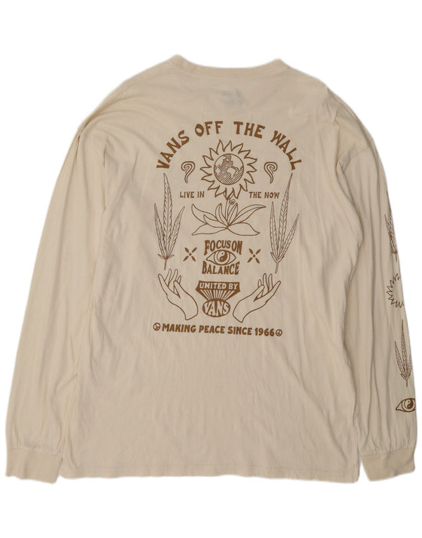 Top cu grafică cu mânecă lungă, XL, bumbac alb, cu formă clasică, Vans