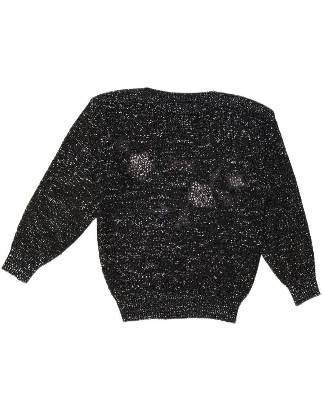 C & A Pulover pentru femei cu gât de barcă EU 40 Mediu Negru cu pete acrilic