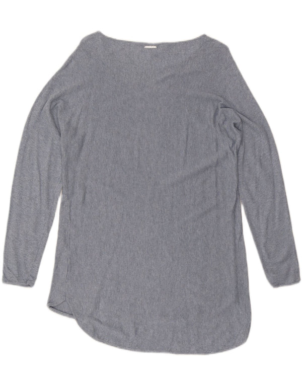 MICHAEL KORS Womens Boat Neck Jumper Sweater UK 14 Medium Blue