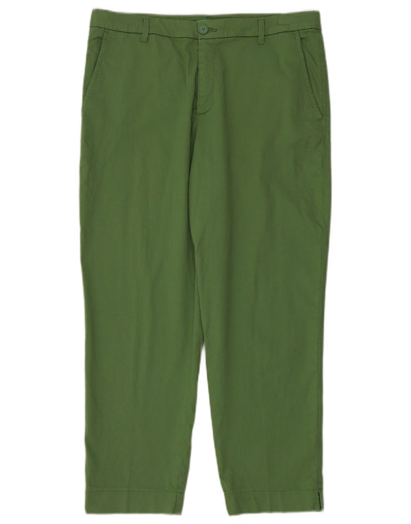 Pantaloni chino drepți pentru femei BENETTON UK 14 mare L32 L26 bumbac verde