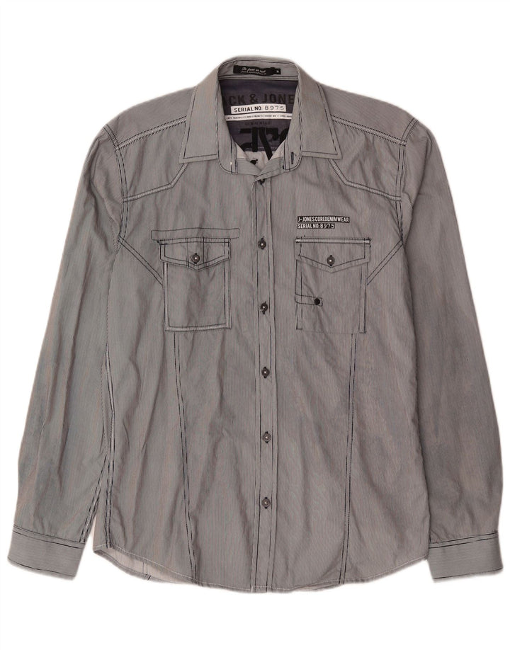 Cămașă grafică pentru bărbați Jack & Jones, bumbac cu dungi albastre medii