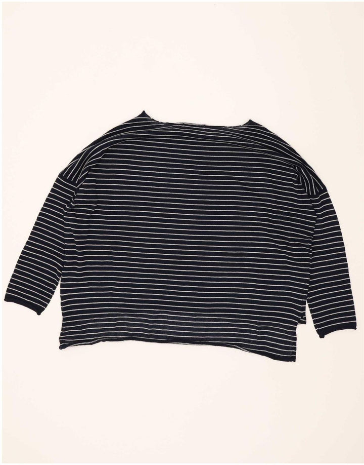 Top supradimensionat pentru femei Zara, cu mâneci 3/4 UK 10, cu dungi mici, bleumarin