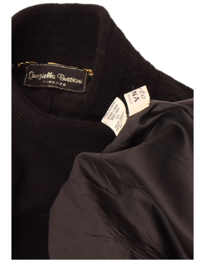 Palton supradimensionat Vintage pentru femei UK 18 XL Lână de alpaca neagră