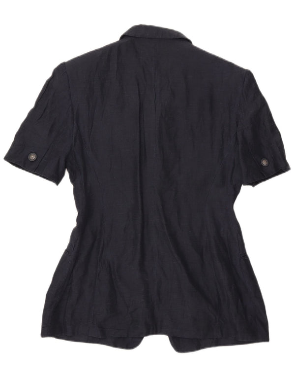 Jachetă vintage pentru femei cu mânecă scurtă, cu 4 nasturi, UK 16, mare bleumarin