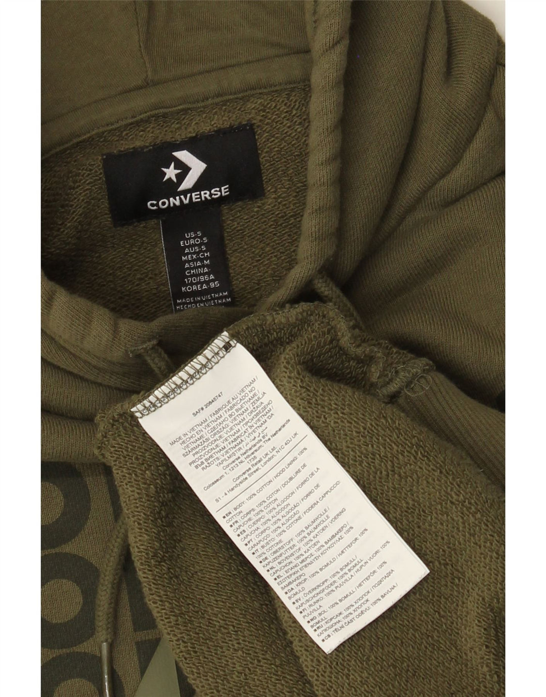 Pulover pentru bărbați Converse Graphic Hoodie Jumper mic Kaki Bumbac