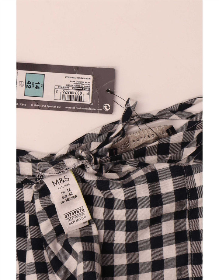 Bluză pentru femei Marks & Spencer, Marea Britanie 14, mare din bumbac vichy, albastru bleumarin
