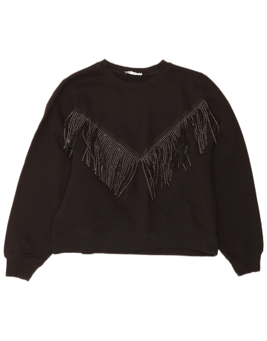 Pulover Oversized Crop pentru Damă Zara UK 14 Bumbac Negru Mediu