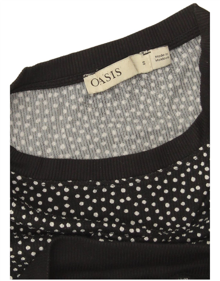 Pulover oversize pentru femei Oasis Crop pentru femei UK 10 mic, negru, buline