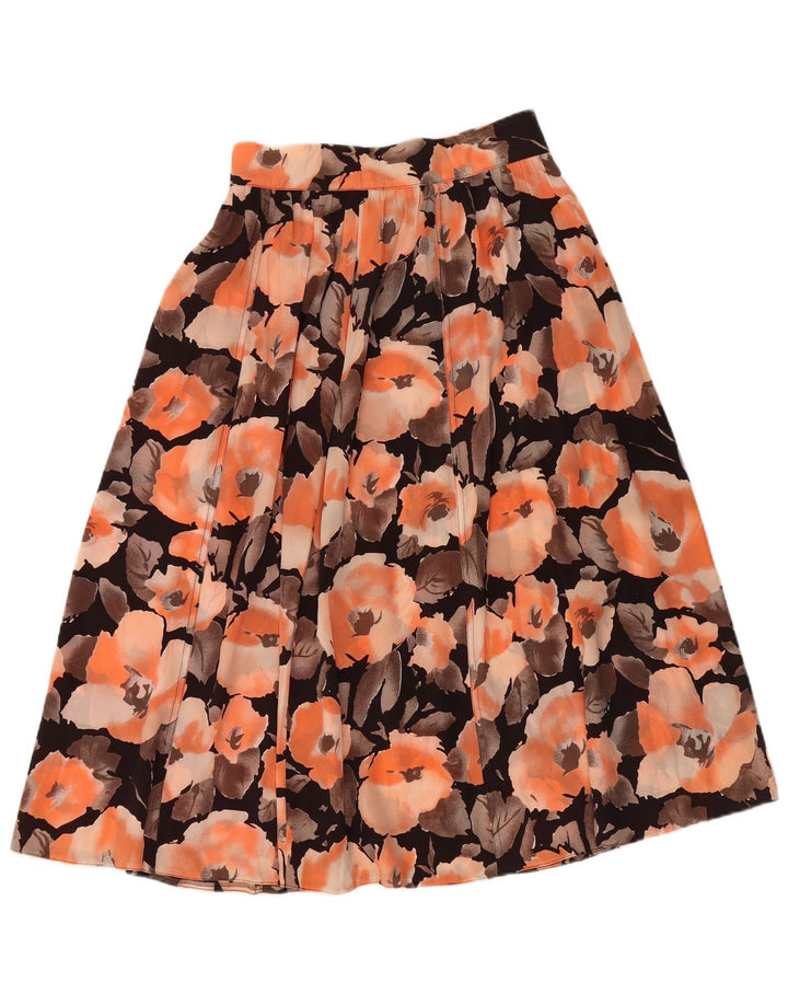 Fusta evazată pentru femei vintage W28 portocaliu mediu floral