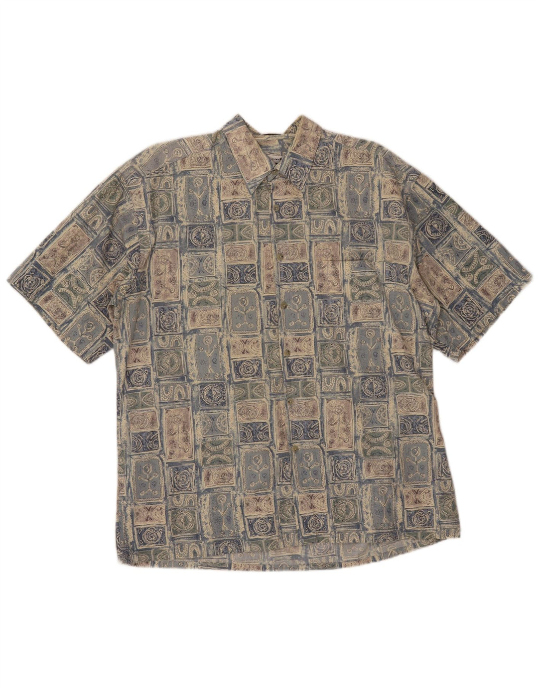 Cămașă cu mânecă scurtă pentru bărbați Pierre Cardin, mare, albastru, mozaic, bumbac