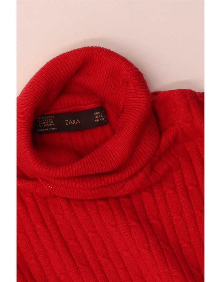 Pulover pentru femei cu gât rulat Zara UK 14 mare roșu