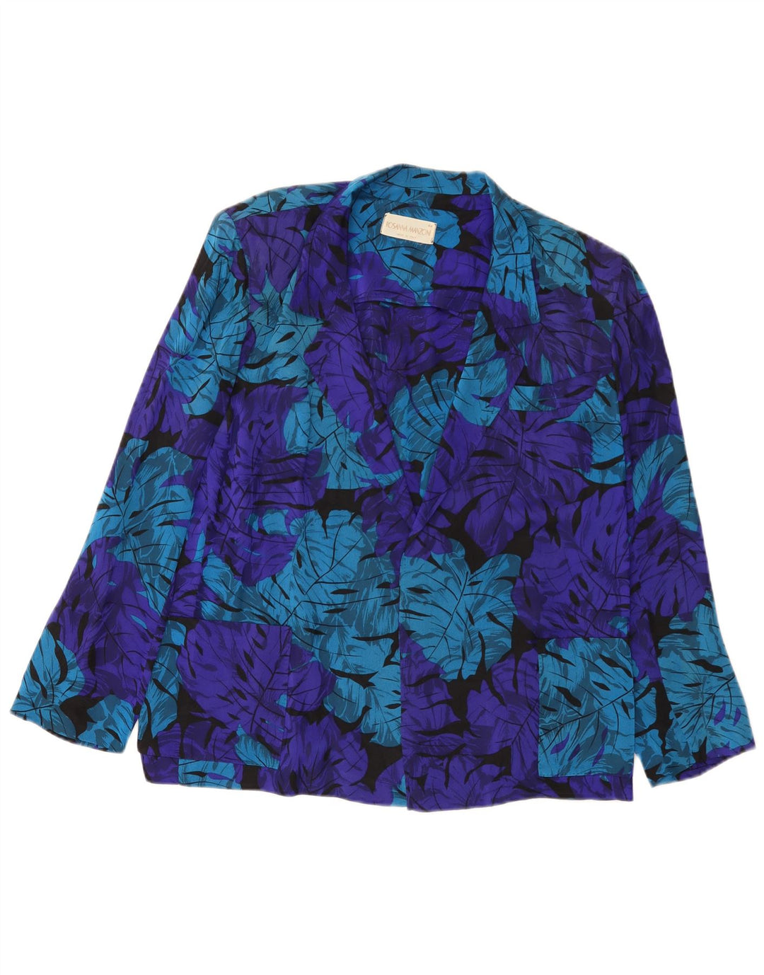 Rosanna Manzoni Jachetă Blazer deschisă pentru femei IT 44 Medium Blue Floral