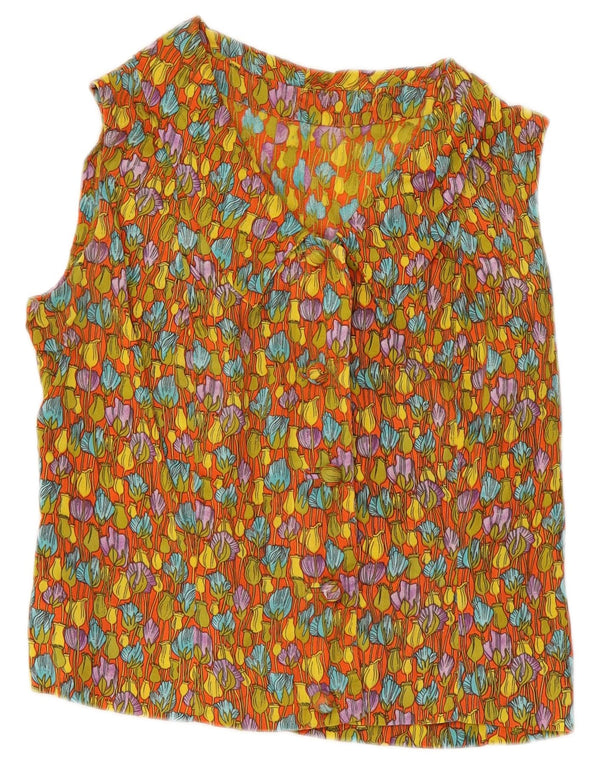 Bluză vintage pentru femei, cămașă crop UK 10, multicoloră, florală